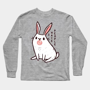 Cute Antisocial Bunny With Bubble Gum That Hates People Long Sleeve T-Shirt